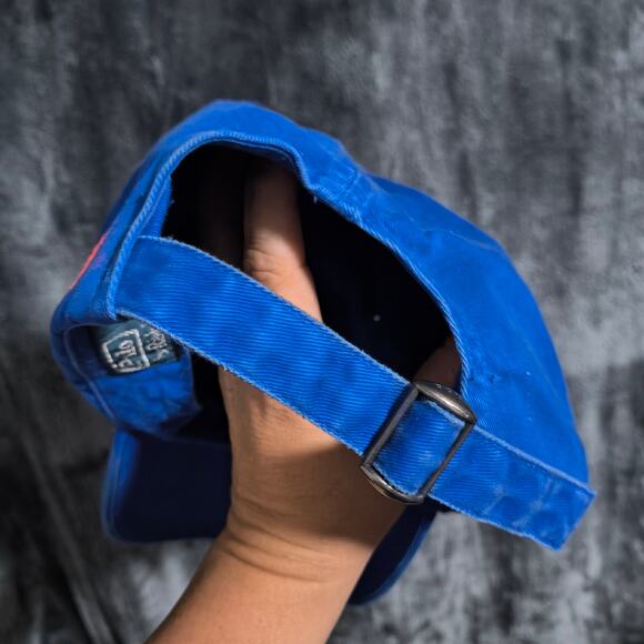 VTG Polo Ralph Lauren Blue Hat Cap Pink Embroidery Logo RARE - Picture 5 of 8